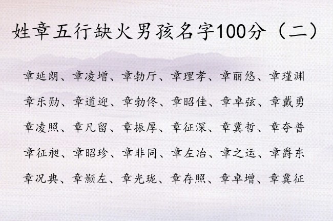 姓章五行缺火男孩名字100分 姓章带有火的男孩名字