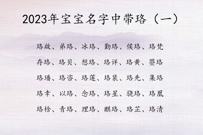 2023年宝宝名字中带珞 2023兔年宝宝起名带珞