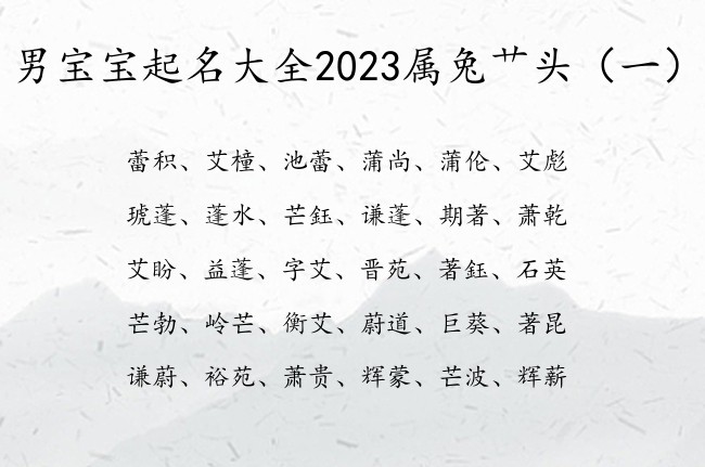 男宝宝起名大全2023属兔艹头 艹头字取名男孩名字