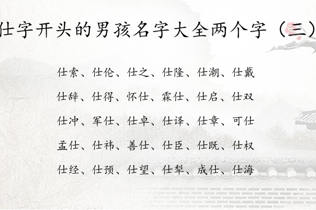仕字开头的男孩名字大全两个字 带仕男孩名字寓意好