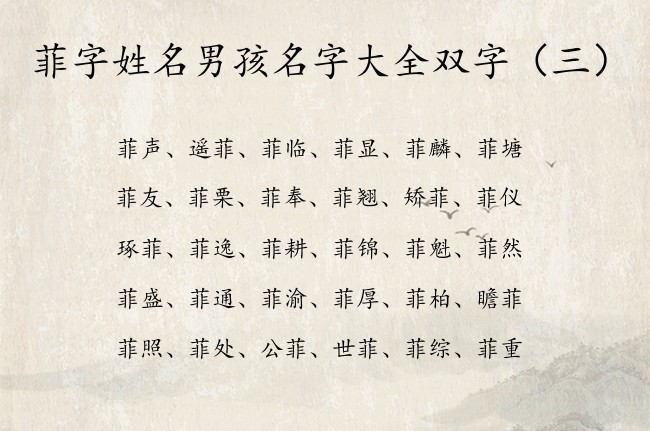 菲字姓名男孩名字大全双字 男宝宝名字最后双字带菲