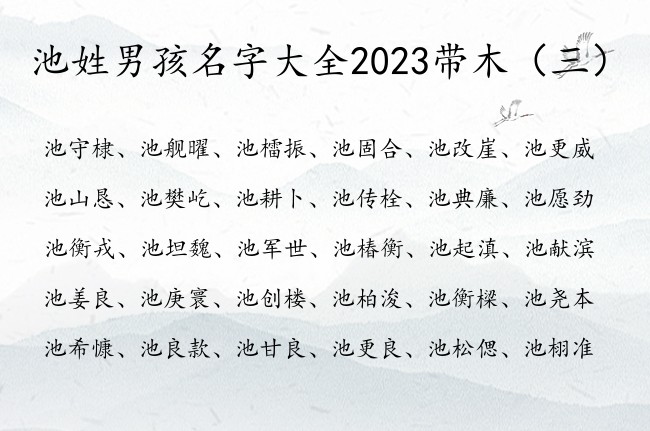 池姓男孩名字大全2023带木 池姓宝宝起名字及缺木