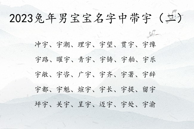 2023兔年男宝宝名字中带宇 宇字起名文艺男孩名字