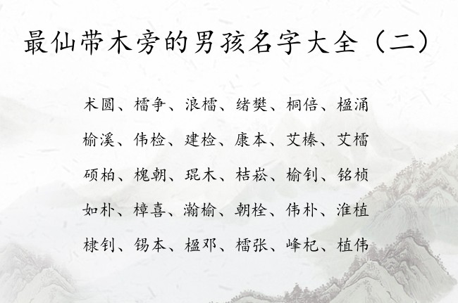 最仙带木旁的男孩名字大全 带木旁的名字男孩名字