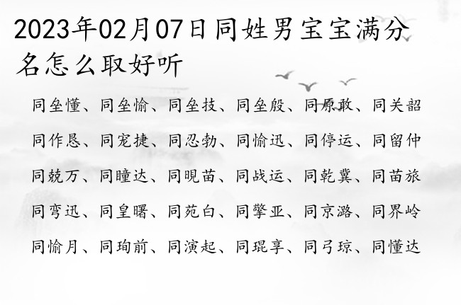 2023年02月07日同姓男宝宝满分名怎么取好听 姓同带有诗意聪明男孩名字单字的