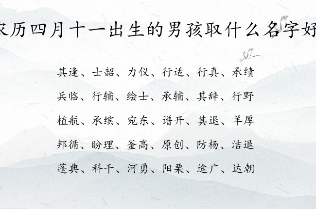 农历四月十一出生的男孩取什么名字好 兔宝宝男孩名字超好听的名字