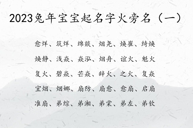 2023兔年宝宝起名字火旁名 火旁兔宝宝起名字