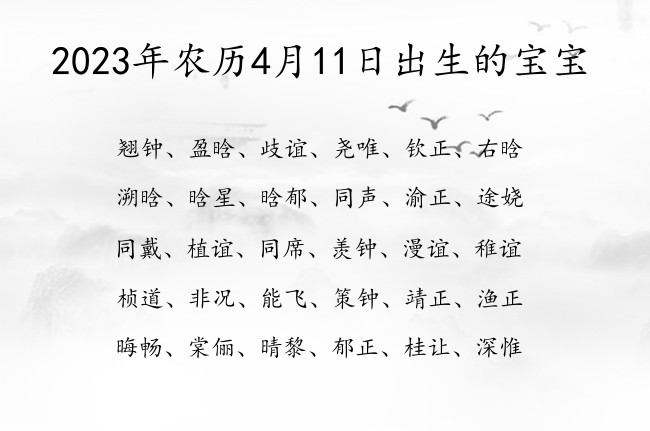 2023年农历4月11日出生的宝宝 宝宝名字大全好听通用的有寓意