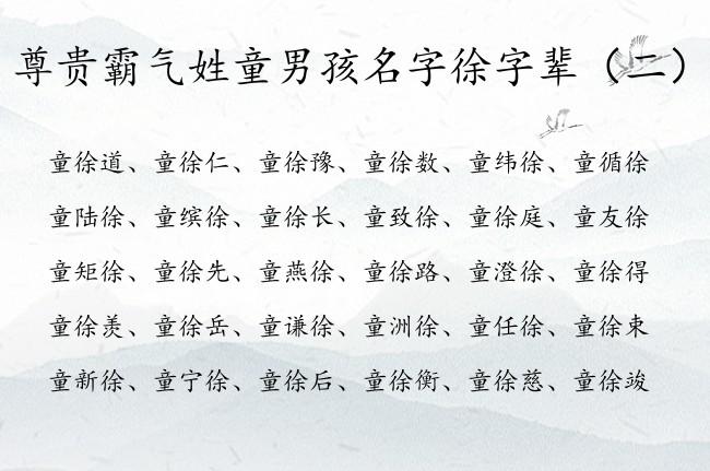 尊贵霸气姓童男孩名字徐字辈 姓童中间带个徐男孩名字