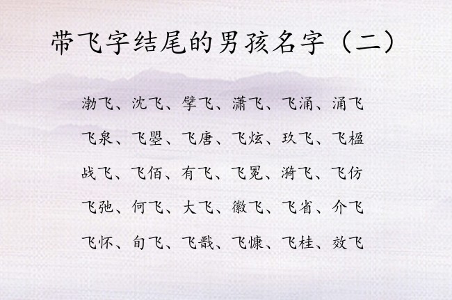 带飞字结尾的男孩名字 带飞字开头的男孩名字