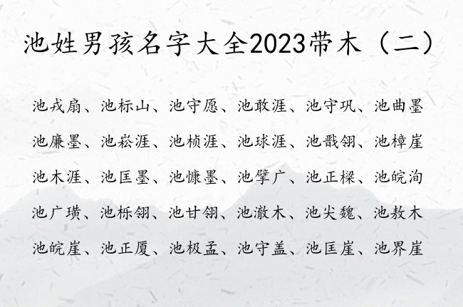 池姓男孩名字大全2023带木 池姓宝宝起名字及缺木