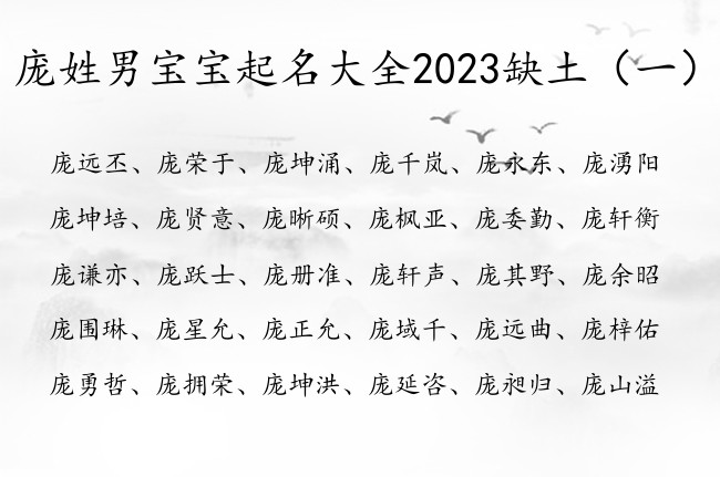 庞姓男宝宝起名大全2023缺土 姓庞男孩名字带属土