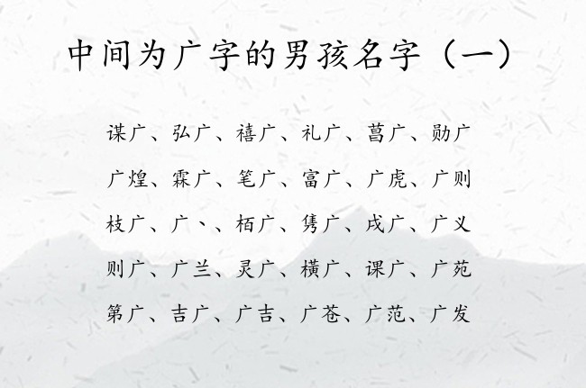 中间为广字的男孩名字 带广字男孩名字那些惊艳众生