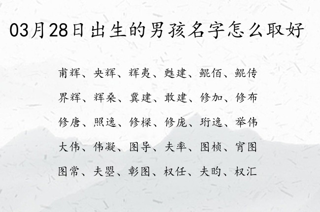 03月28日出生的男孩名字怎么取好 冷门独特的男孩名字两字