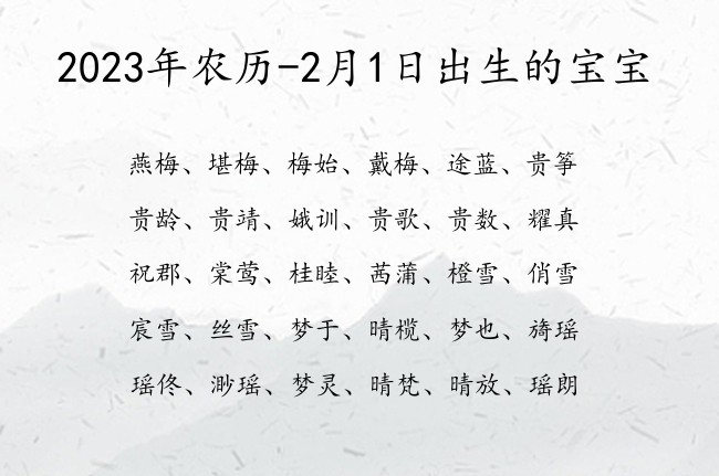 2023年农历-2月1日出生的宝宝 宝宝名字大全好听温暖的有寓意