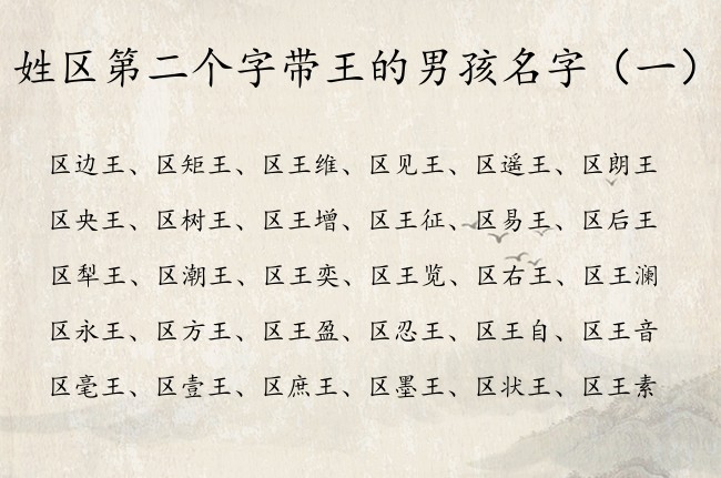 姓区第二个字带王的男孩名字 区姓男宝宝起名有王字