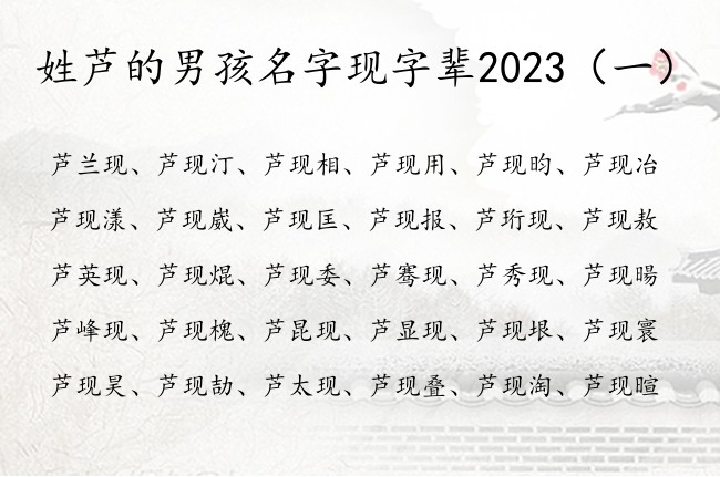 姓芦的男孩名字现字辈2023 姓芦的男孩名字现字派