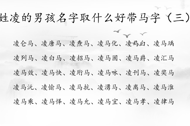 姓凌的男孩名字取什么好带马字 带马名字生僻男孩名字