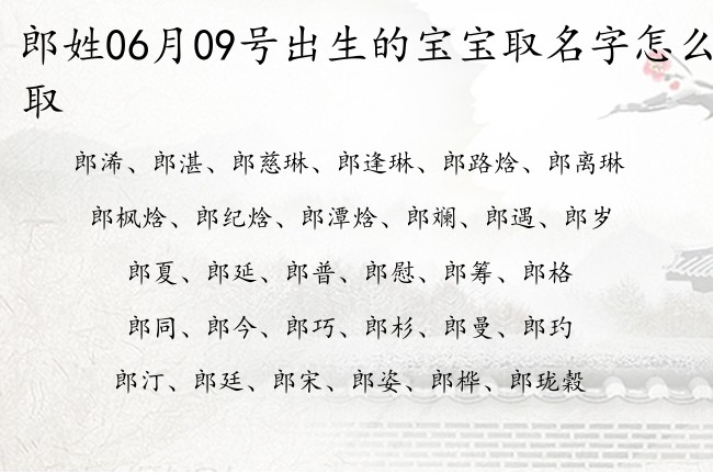 郎姓06月09号出生的宝宝取名字怎么取 姓郎的宝宝名字有典故出处的有哪些