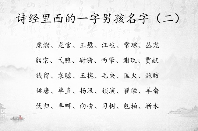 诗经里面的一字男孩名字 诗经里兔宝宝名字