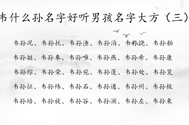 韦什么孙名字好听男孩名字大方 带孙的男孩名字怎么取