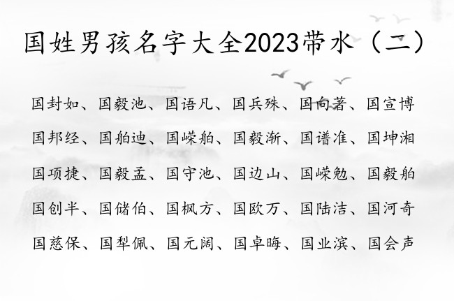 国姓男孩名字大全2023带水 国姓带水涵养男孩名字