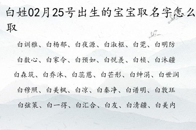 白姓02月25号出生的宝宝取名字怎么取 姓白宝宝名字大全2023免费