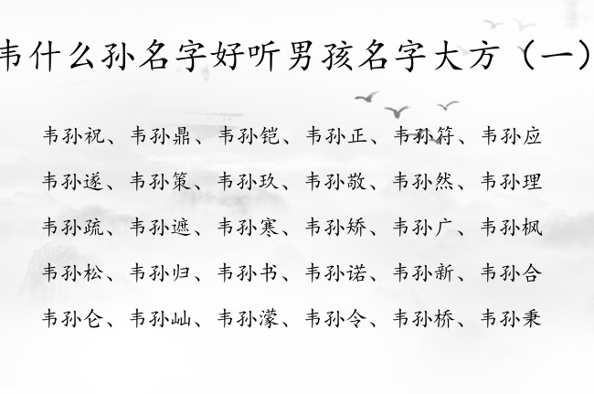 韦什么孙名字好听男孩名字大方 带孙的男孩名字怎么取