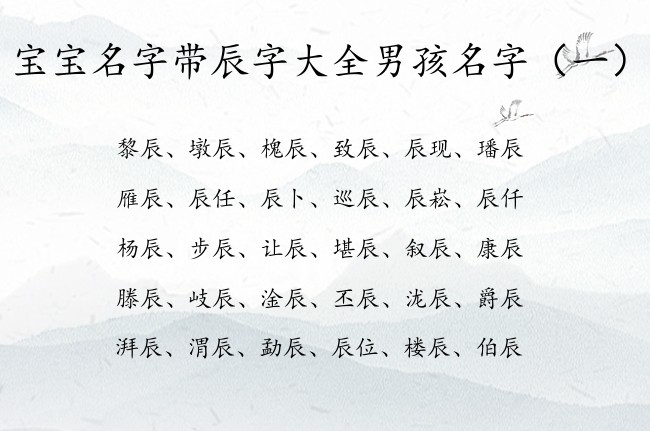 宝宝名字带辰字大全男孩名字 带辰字的机灵的男孩名字