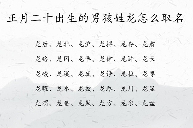 正月二十出生的男孩姓龙怎么取名 姓龙兔年出的男孩名字单字