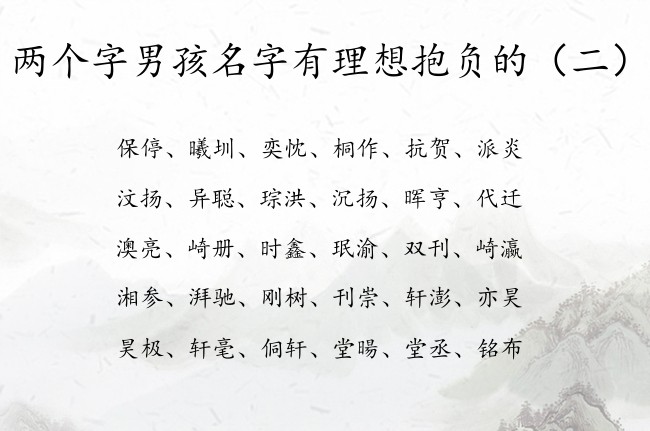 两个字男孩名字有理想抱负的 男孩名字两个字大全取名