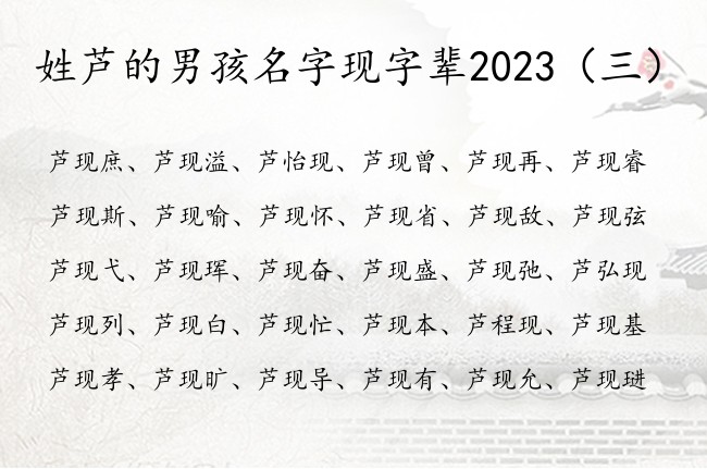 姓芦的男孩名字现字辈2023 姓芦的男孩名字现字派