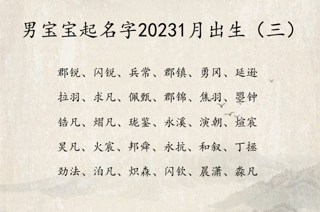 男宝宝起名字20231月出生 1月属兔男宝宝起名