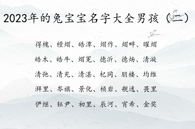 2023年的兔宝宝名字大全男孩 自带独特的男孩名字