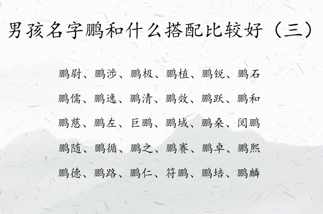 男孩名字鹏和什么搭配比较好 中间鹏字的男孩名字大全