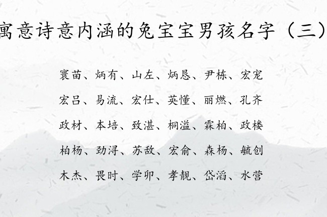 寓意诗意内涵的兔宝宝男孩名字 2023男宝宝名字库