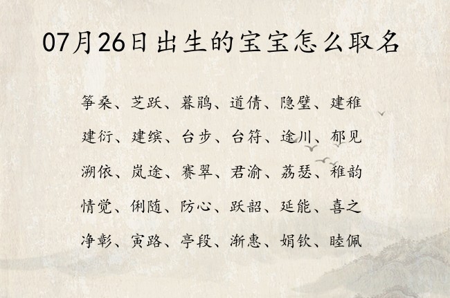 07月26日出生的宝宝怎么取名 07月出生的宝宝名字带什么比较好