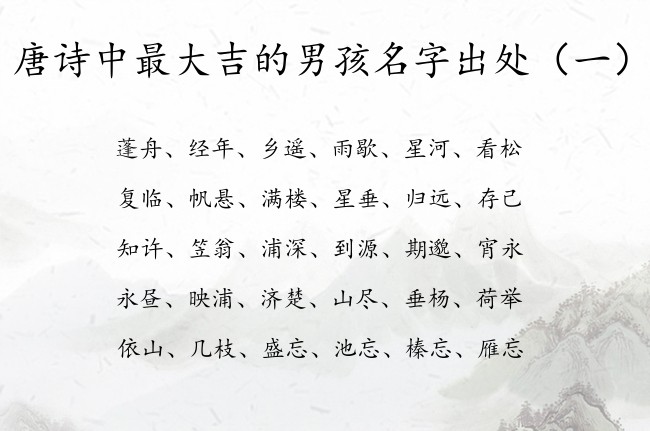 唐诗中最大吉的男孩名字出处 出自唐诗男孩名字的好字