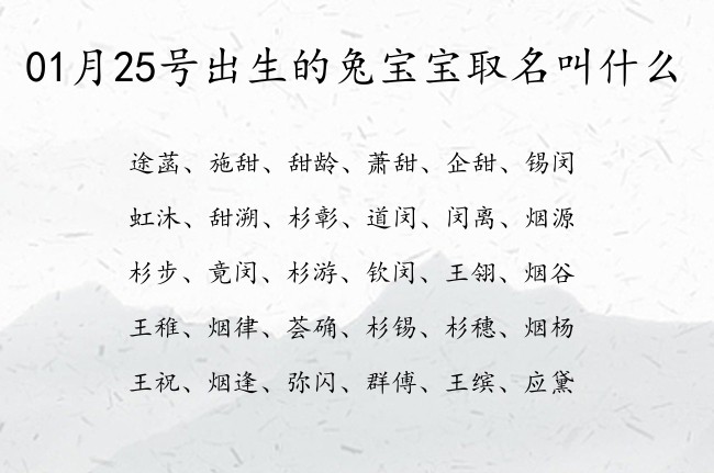 01月25号出生的兔宝宝取名叫什么 寓意独特好听古风的宝宝名字