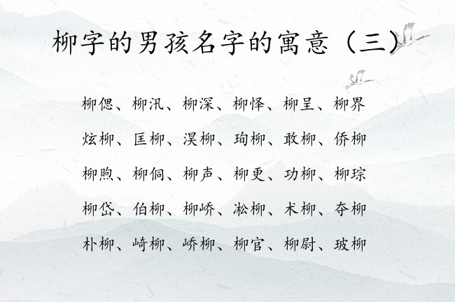 柳字的男孩名字的寓意 2023年男宝宝起名带柳字