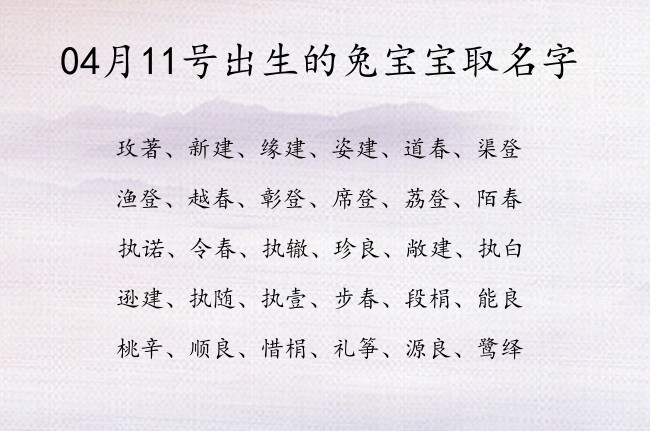 04月11号出生的兔宝宝取名字 宝宝名字大全好听灿烂的有寓意