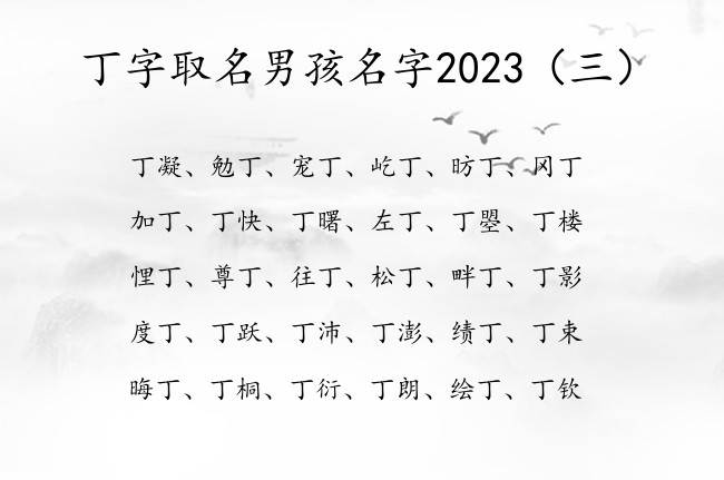 丁字取名男孩名字2023 丁字取名男孩名字大全俗气