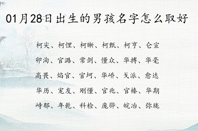 01月28日出生的男孩名字怎么取好 最简单的男孩名字大全2023