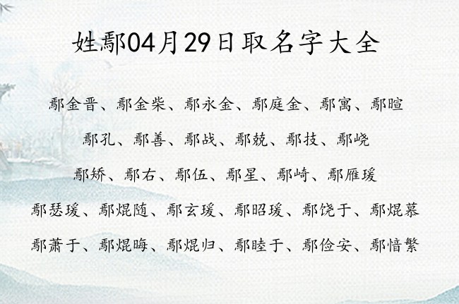 姓鄢04月29日取名字大全 鄢姓的宝宝名字大全有底蕴的