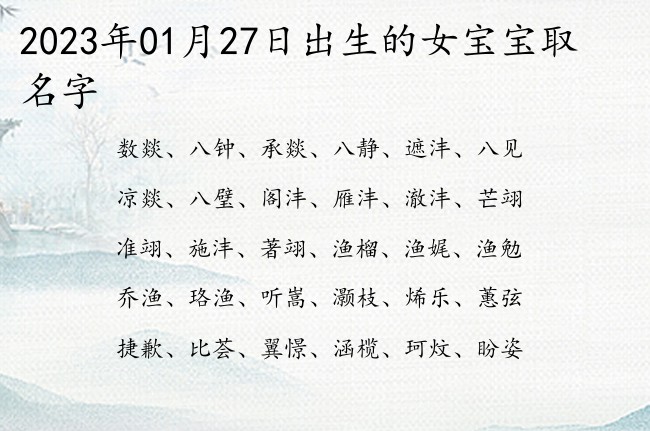 2023年01月27日出生的女宝宝取名字 三字女孩名字有内涵好听的