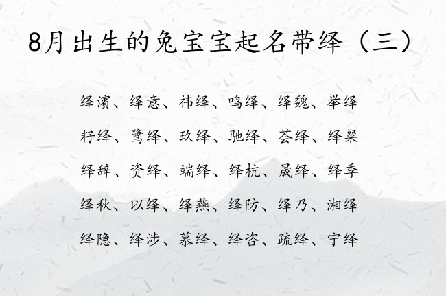 8月出生的兔宝宝起名带绎 宝宝起名绎后面什么字好听