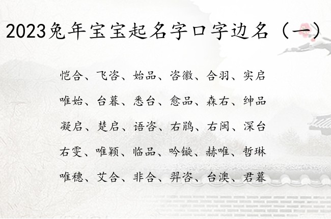 2023兔年宝宝起名字口字边名 口字边兔宝宝起名字