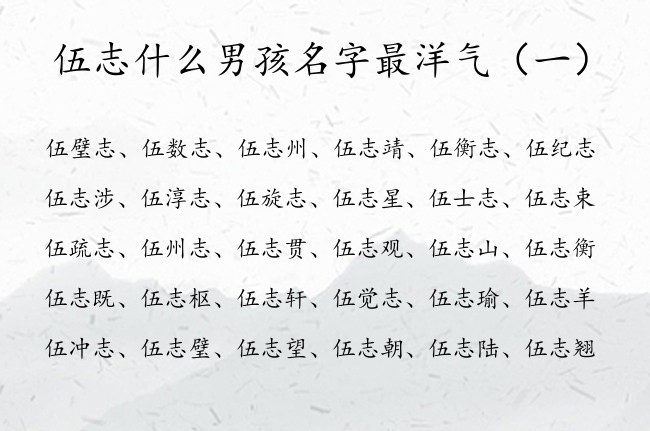 伍志什么男孩名字最洋气 姓伍的男孩名字大全带志字