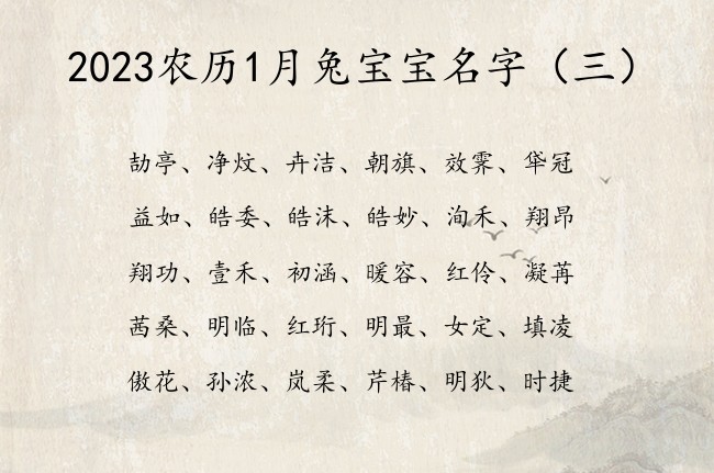 2023农历1月兔宝宝名字 1月出生的宝宝名字大全