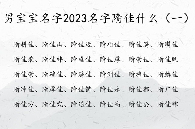 男宝宝名字2023名字隋佳什么 隋佳什么男孩名字